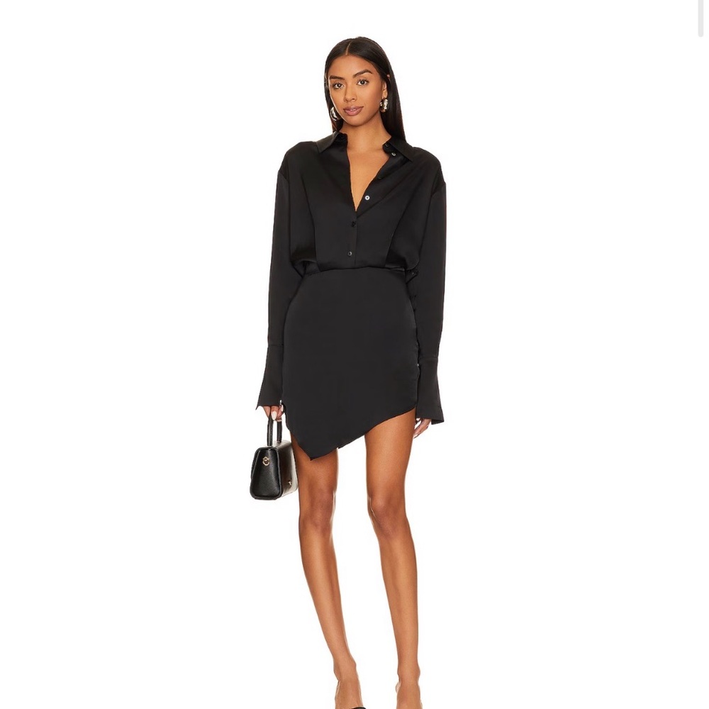 Revolve Elegant Black Dress with Asymmetrical Hem